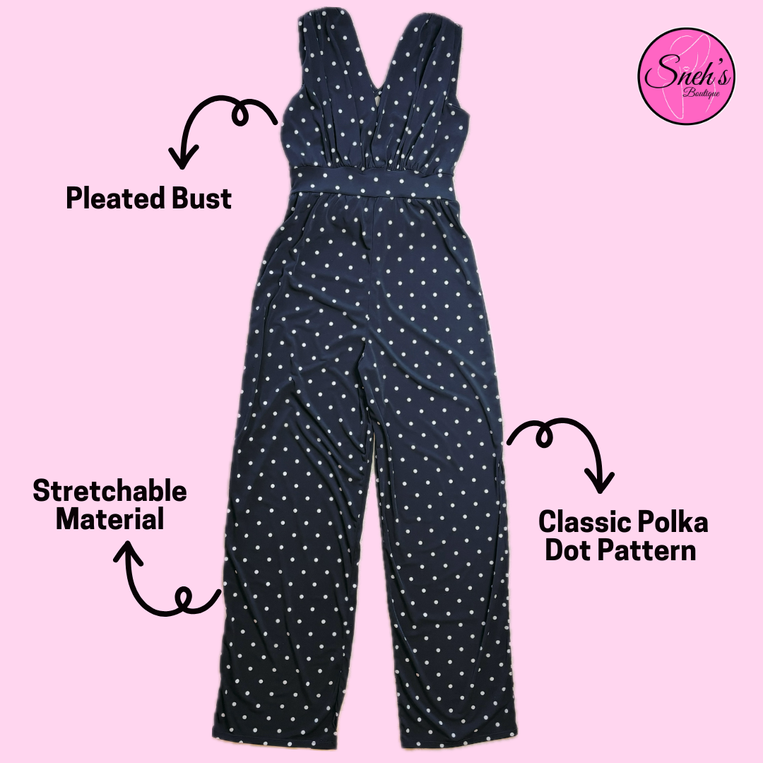 Black and White Polka Dot Jumpsuit - 1015