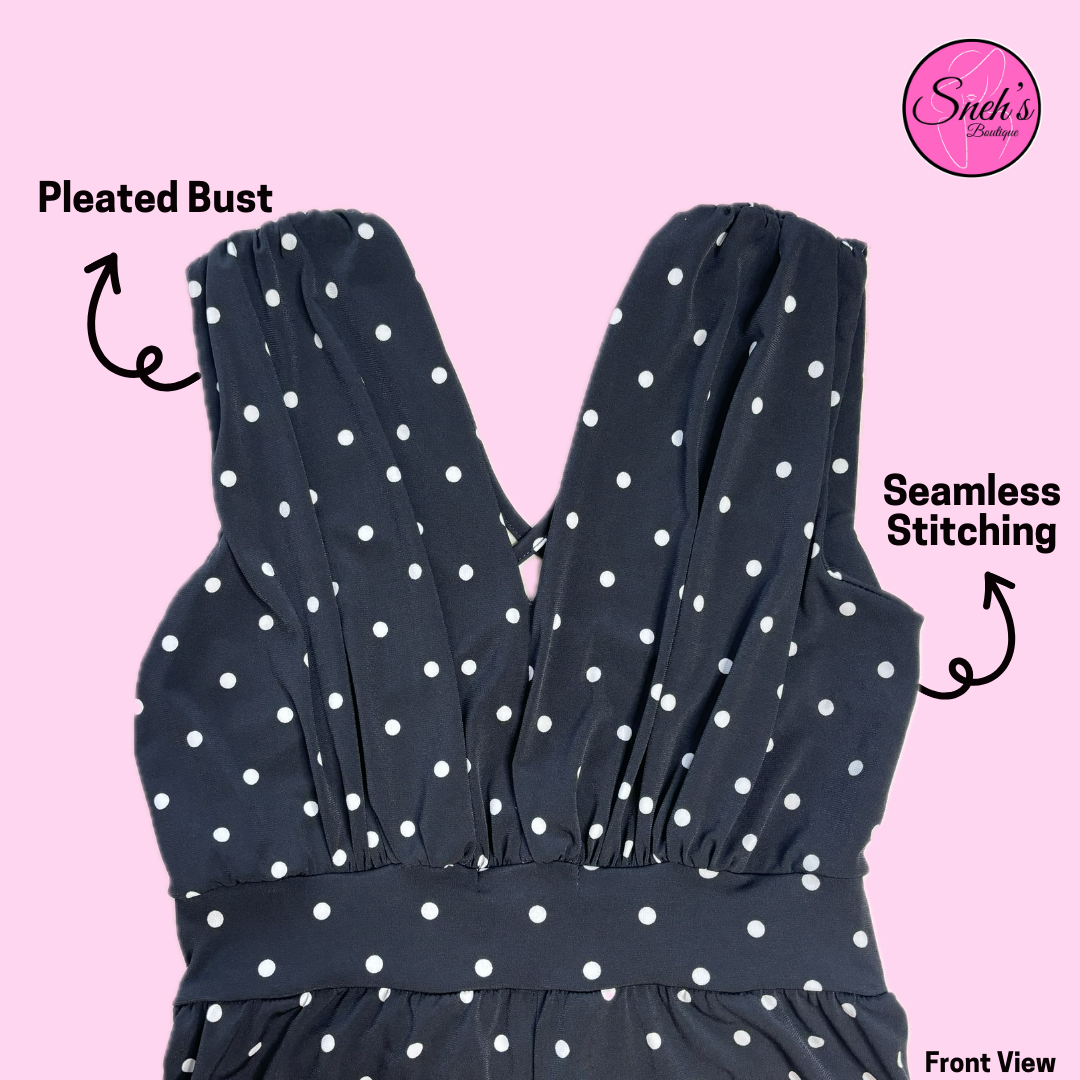 Black and White Polka Dot Jumpsuit - 1015