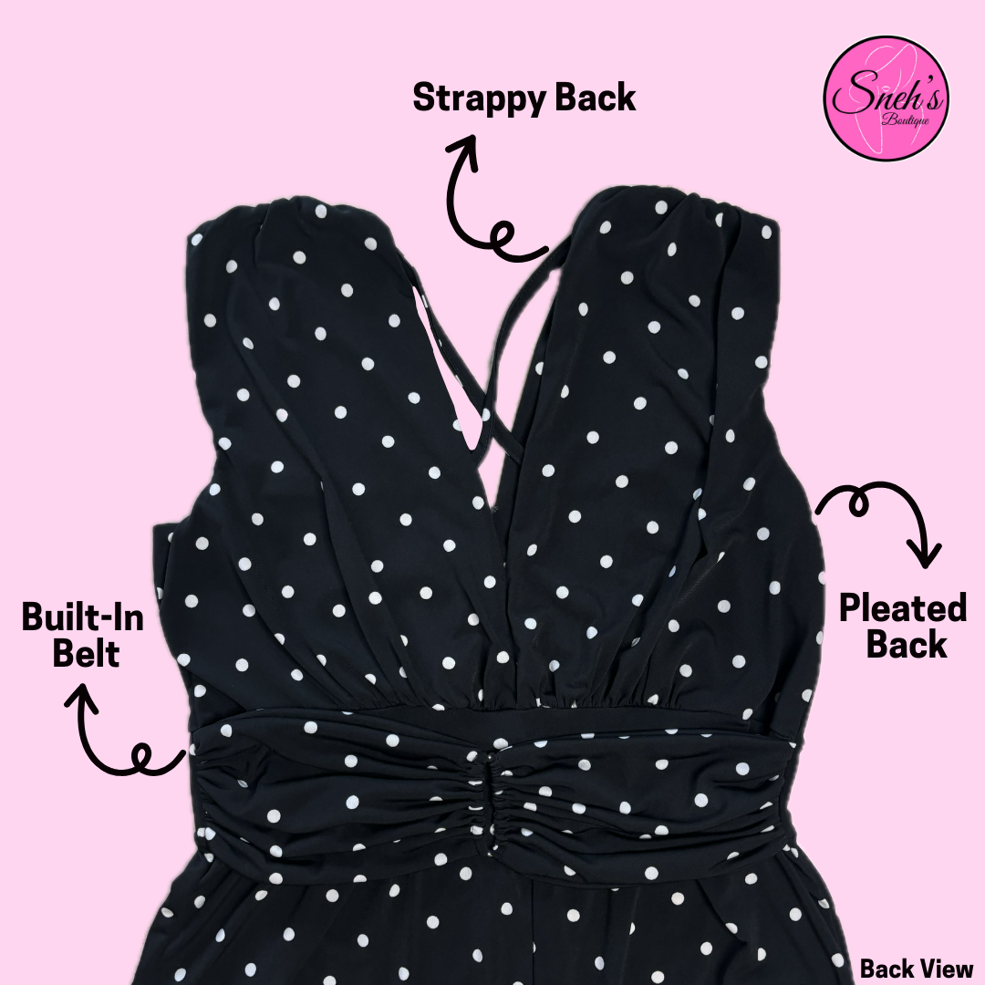 Black and White Polka Dot Jumpsuit - 1015