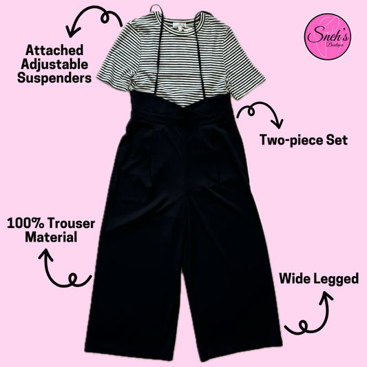 Trousers With Suspenders and T-shirt Set