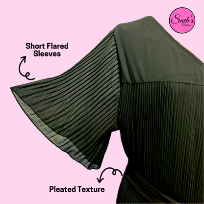 Pleated Dress With Colour Splash Hemline