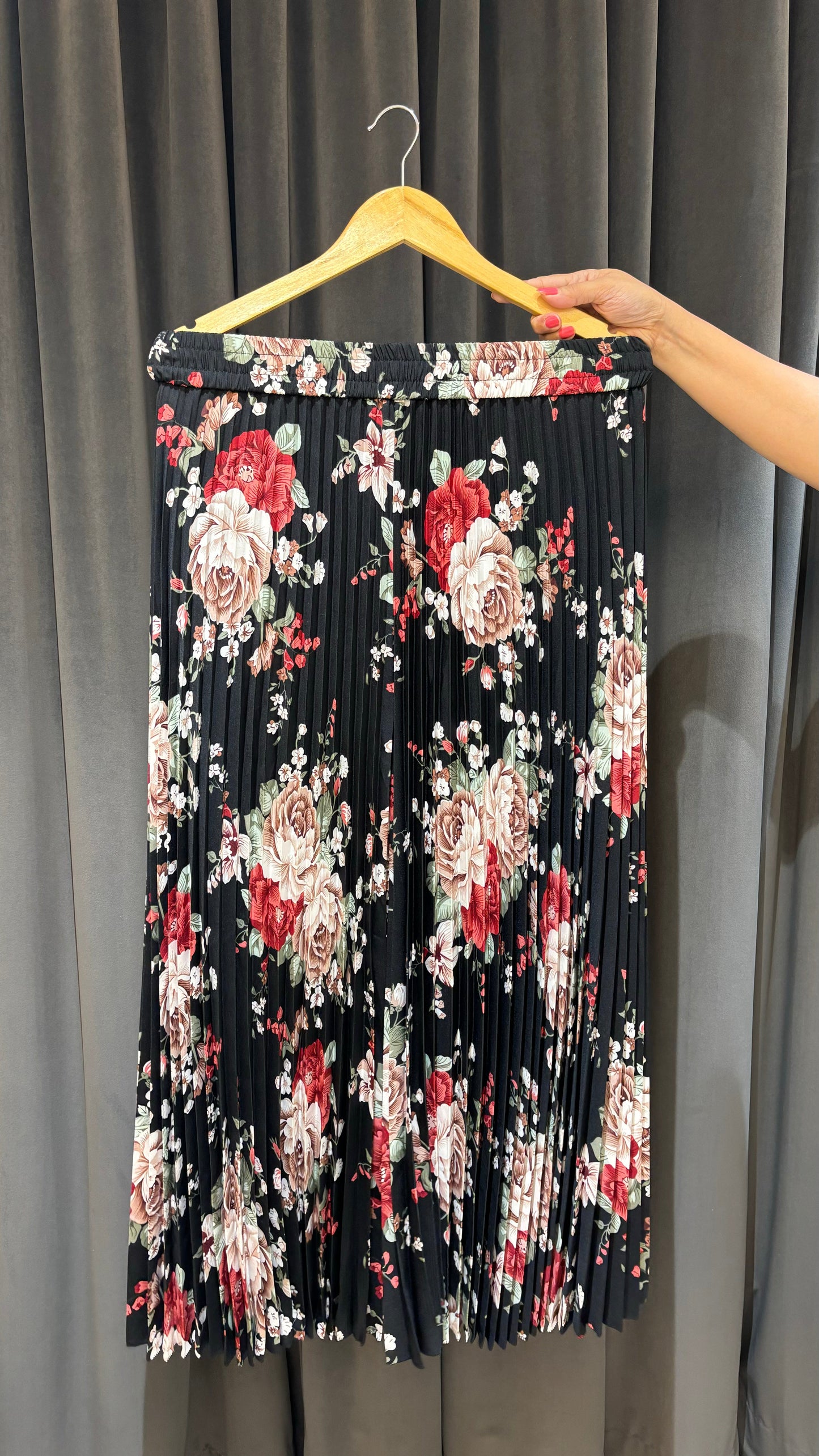 Black Floral Divided Skirt